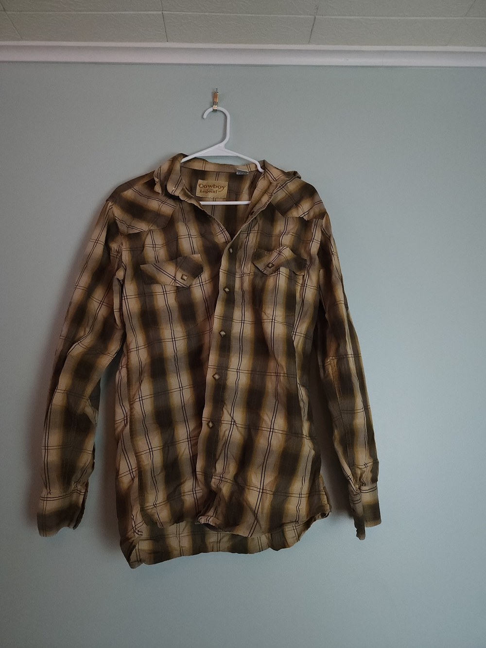 Cowboy Up Men’s Brown Plaid Long-Sleeve Button-Down Shirt
